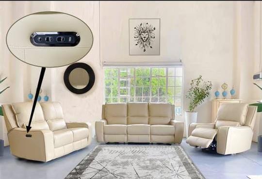 Berlin 3pce Genuine Leather Electrical Recliner